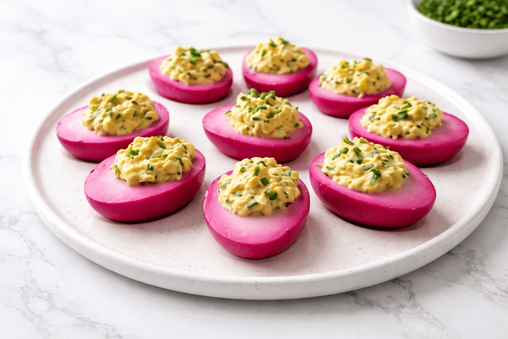 Jaja faszerowane różowe