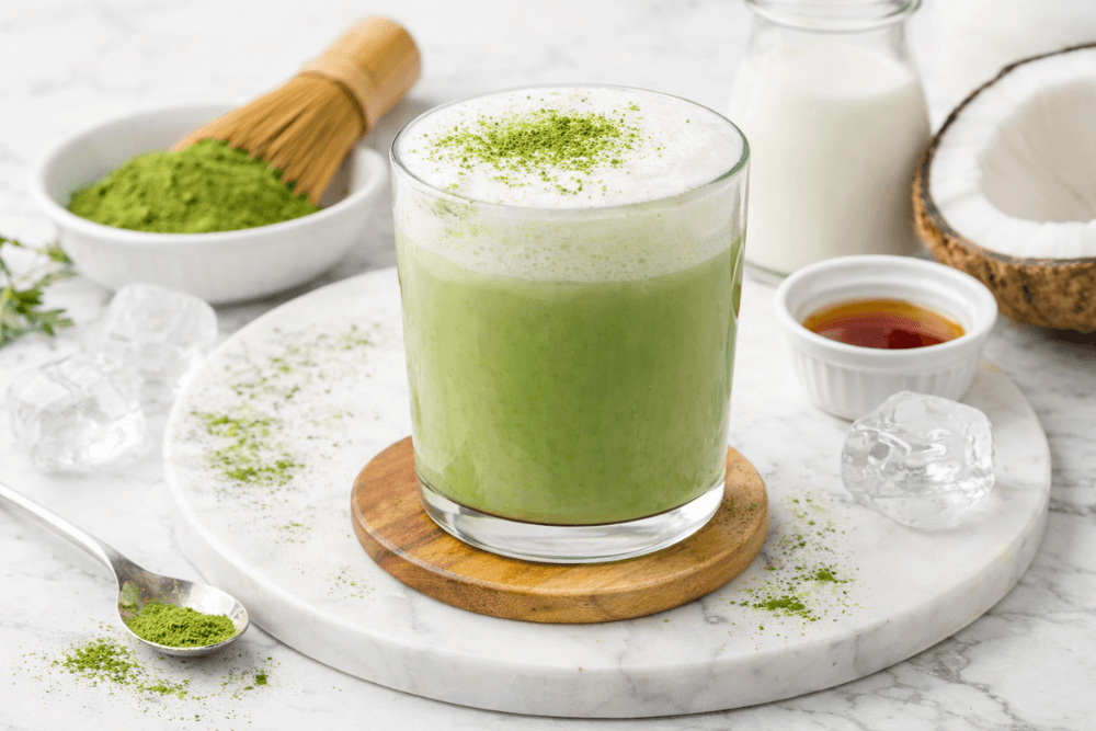 Matcha z mlekiem kokosowym