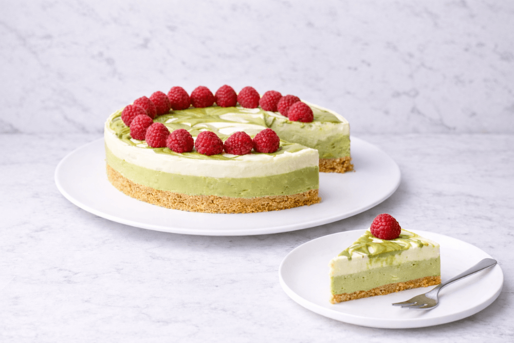 sernik matcha z białą czekoladą